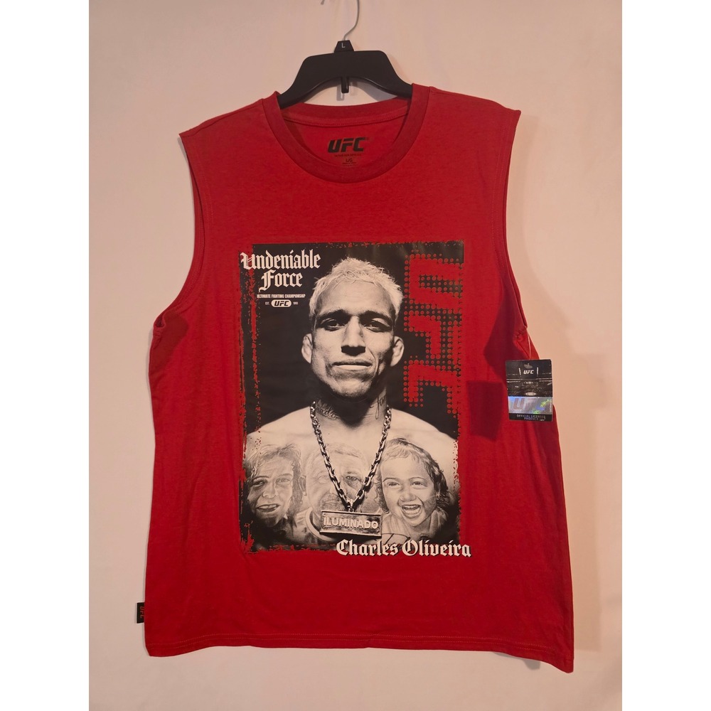 UFC Charles Oliveira Undeniable Force Red Graphic Tank Top Mens Large NWT